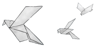 Three origami doves